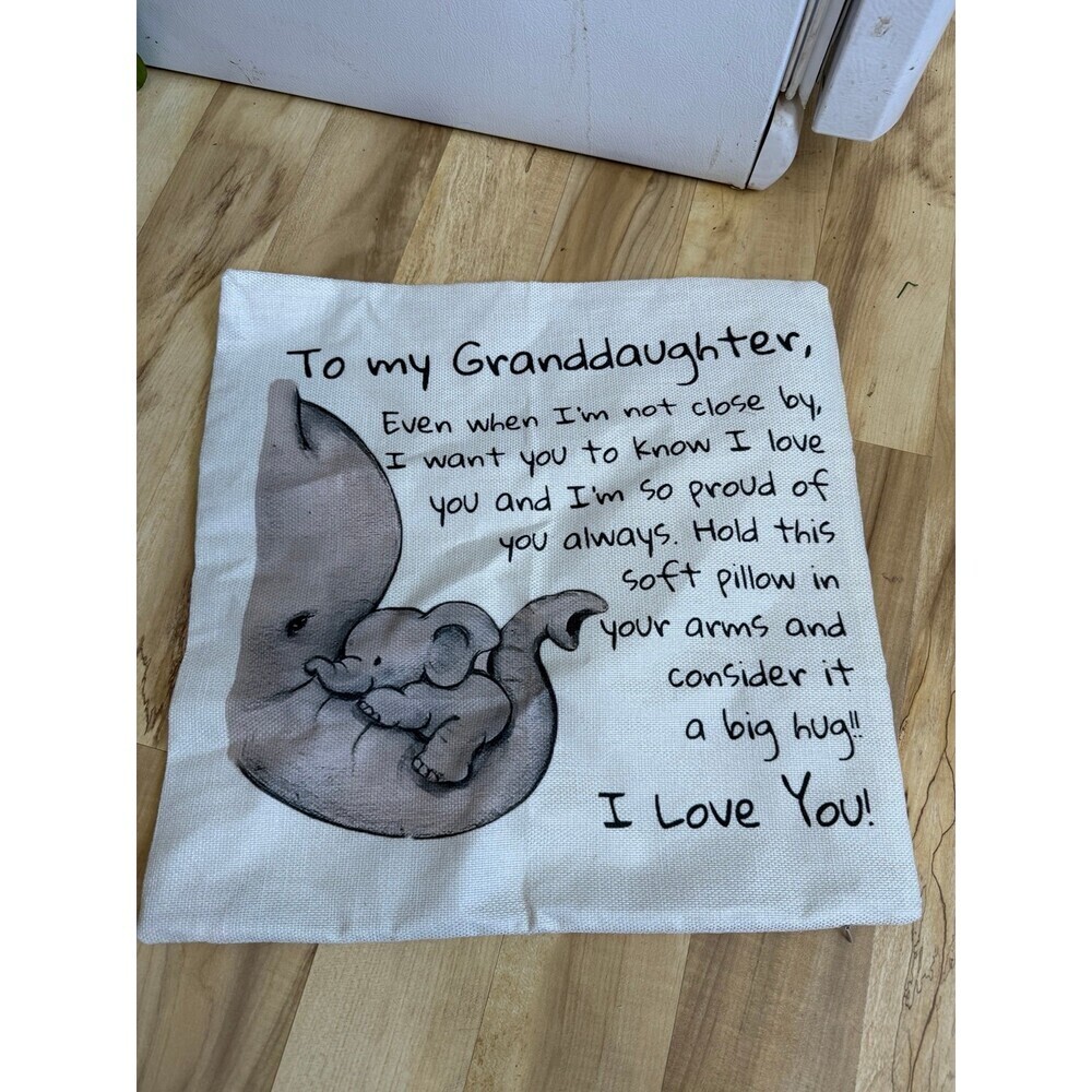 Granddaughter Quote Throw Pillowcase with Elephant Design